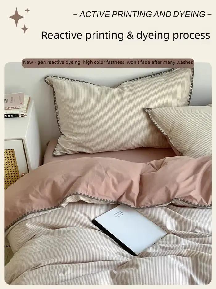 Housse de couette 100 % coton de classe A – Parure de lit douce et respirante délavée avec bord coque