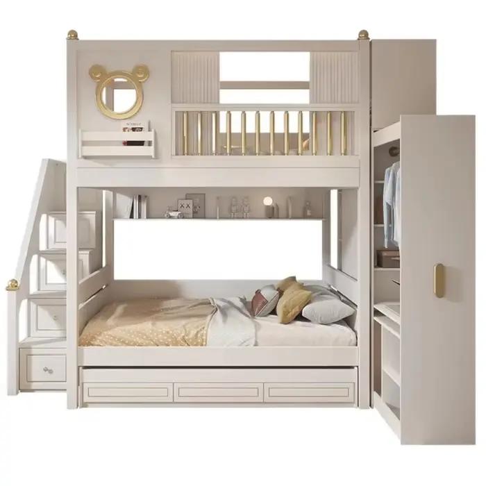 Lit superposé en bois moderne et confortable avec design loft double