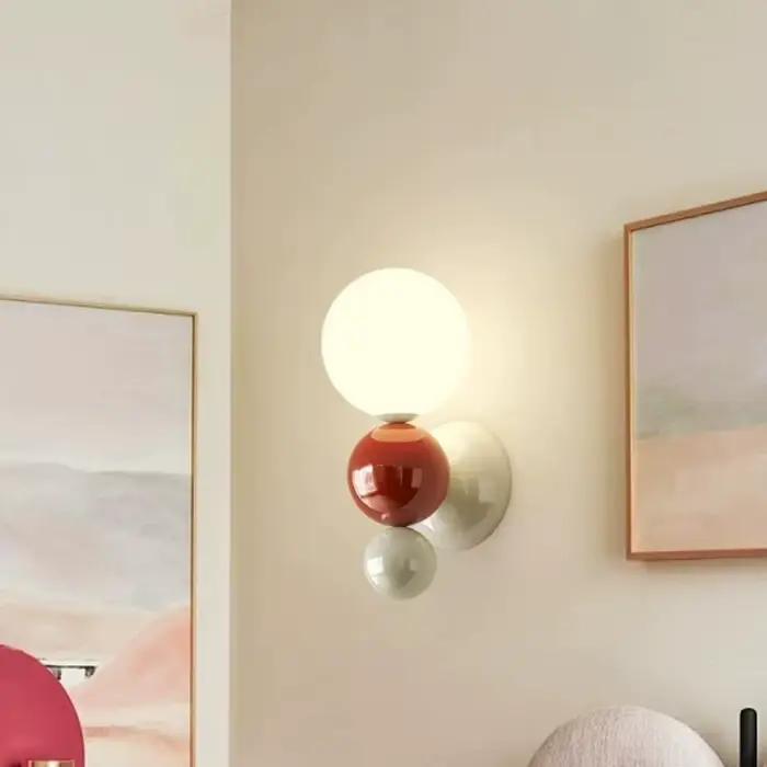 Chambre chevet mur LED lampe en forme de perle blanc couleur contrastée escalier couloir applique murale décoration