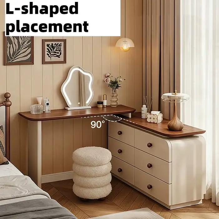 Coiffeuse de chambre à six tiroirs avec miroir lumineux et tabouret