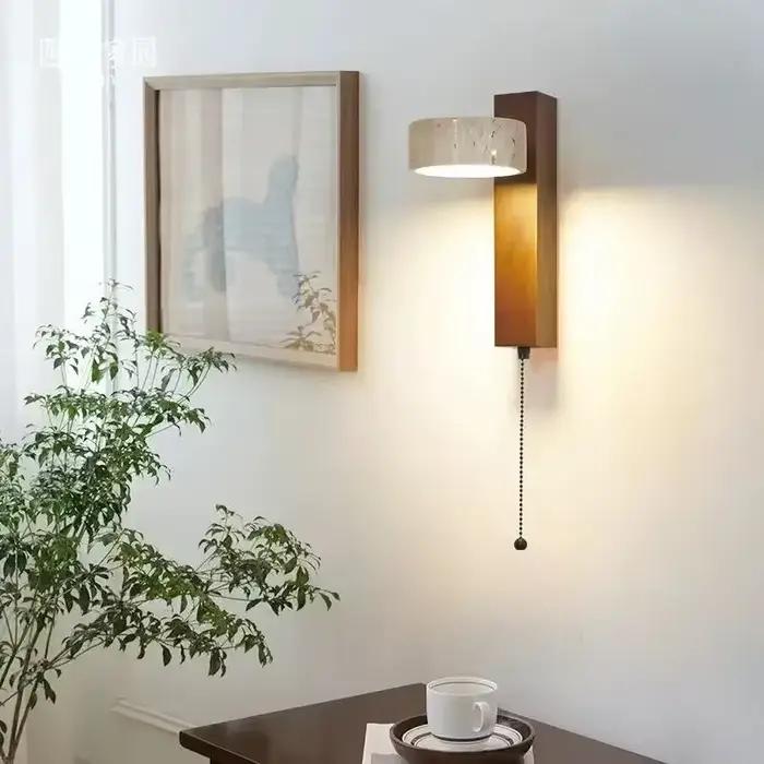Applique murale en pierre naturelle rotative pour chevet de chambre à coucher