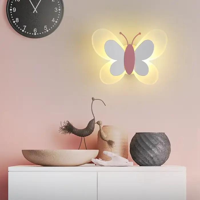 Applique murale LED papillon moderne, pour chambre à coucher, chambre d'enfant, lampe de chevet, personnalité créative, décoration murale, applique papillon