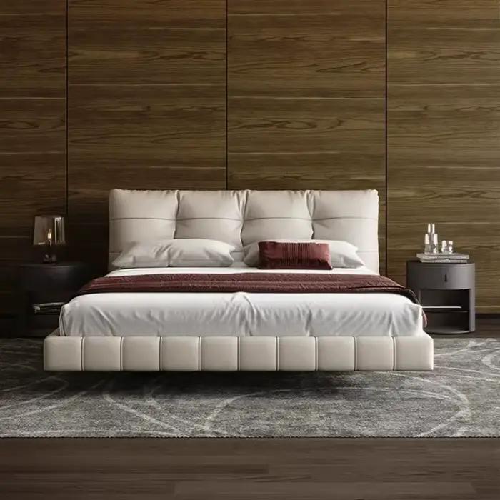 Lit flottant en cuir esthétique 180x200cm pour chambre à coucher