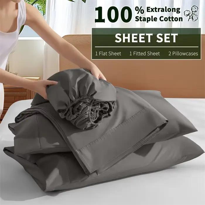 Parure de draps en coton égyptien biologique 800 fils/cm² pour lit simple