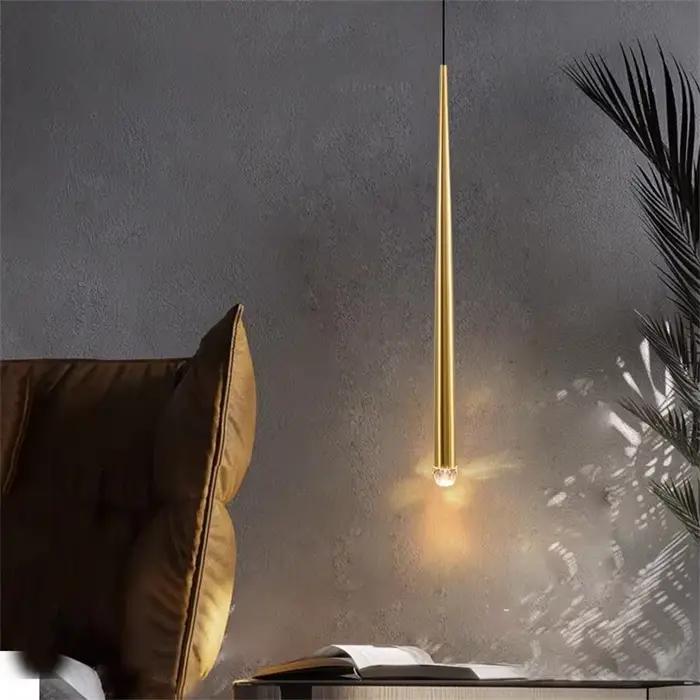 50CM Bronze Long Tube LED lampe suspendue chambre chevet suspension lampe île boutique Bar cuisine suspension