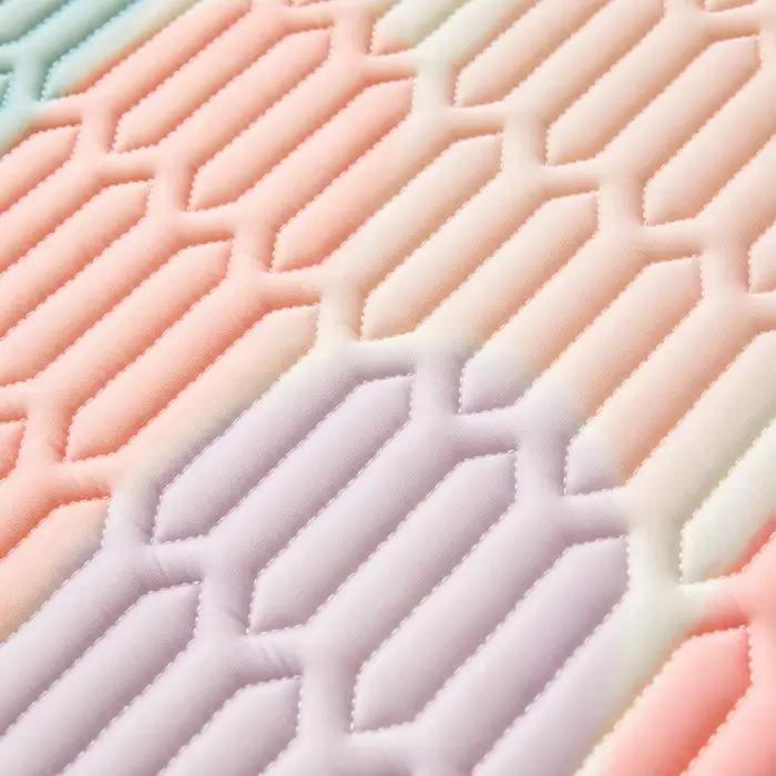 Tapis de lit rafraîchissant en latex imprimé arc-en-ciel pour lit simple ou double