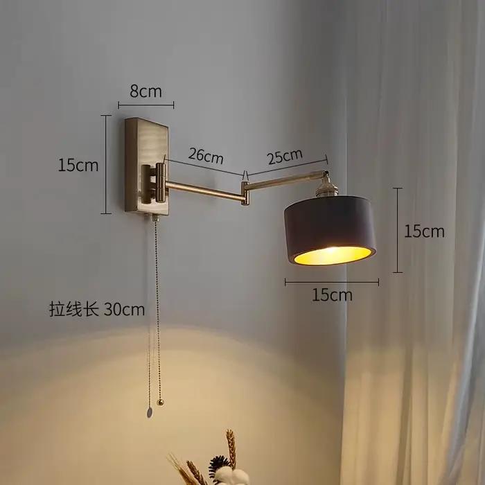 Applique murale rotative en bois avec interrupteur et prise, luminaire décoratif d'intérieur, idéal pour une chambre à coucher ou des escaliers