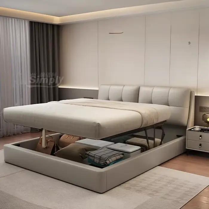Reine rangement lit chambre King Size Double cadre moderne tête De lit luxe dormir Camas De dortoir accessoires pour la maison