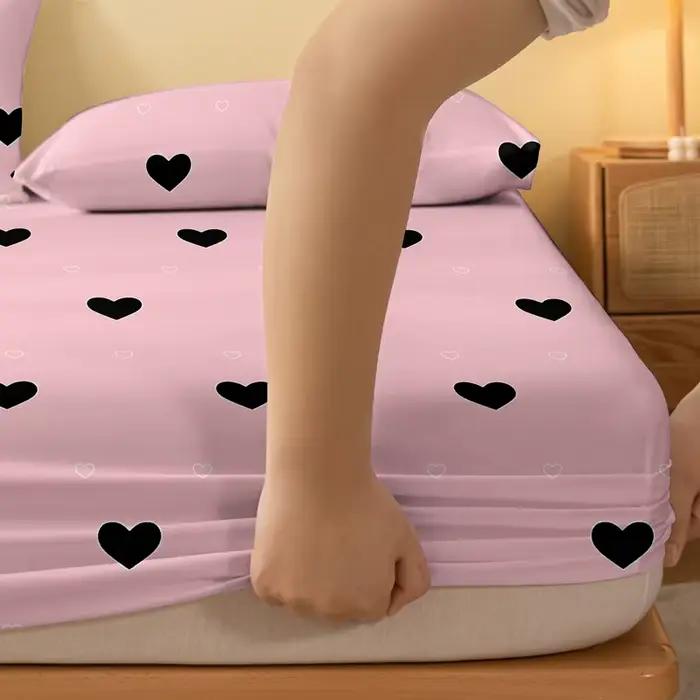 1 drap-housse mat imprimé géométrie simple et moderne en forme de cœur