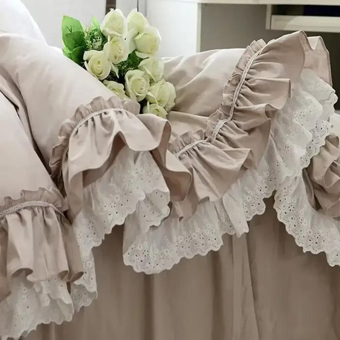 Housse de couette romantique en dentelle à volants