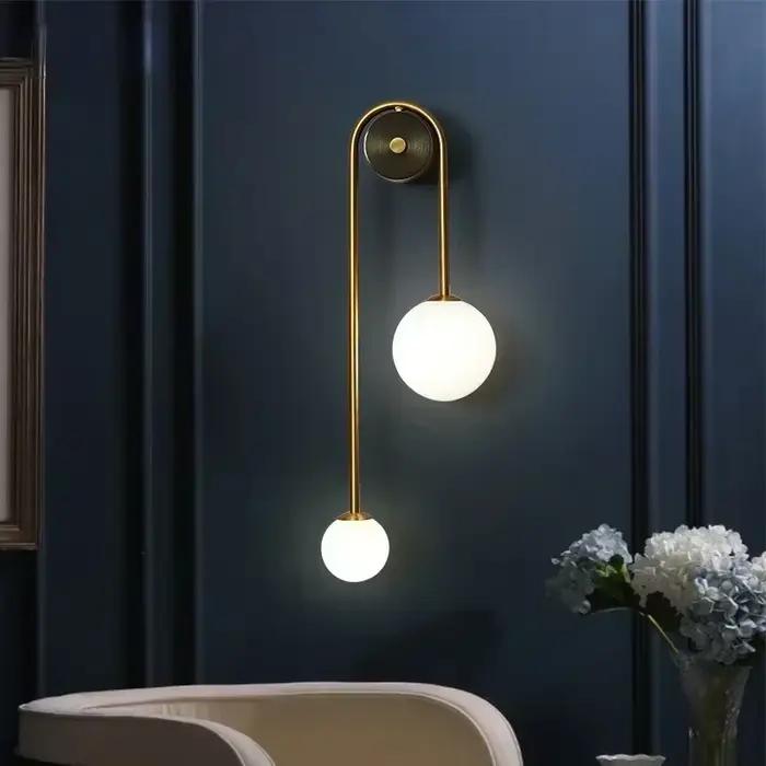 Moderne chambre chevet applique murale lampe boule de verre LED or décor à la maison salon couloir éclairage intérieur