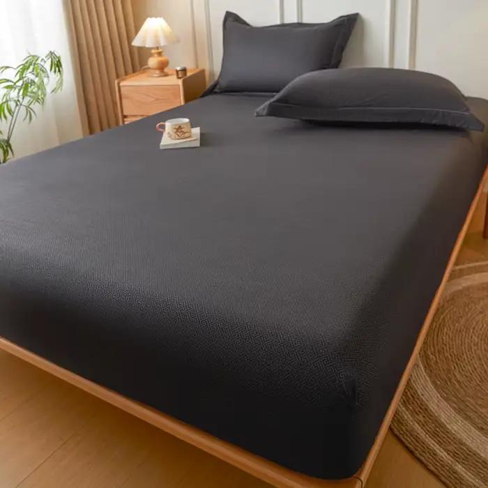 Bonenjoy1pc drap de lit de couleur noire drap-housse brossé simple/Queen/King ábanas para cama protecteur de matelas sabanas 150x190