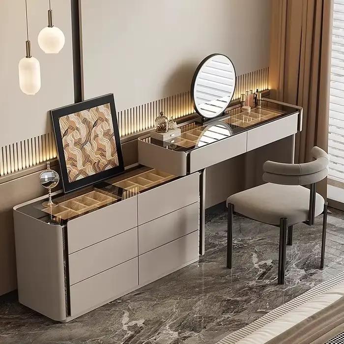 Coiffeuse commode pour ensembles de chambre à coucher vanité moderne avec miroir armoire à bijoux tabouret Console de