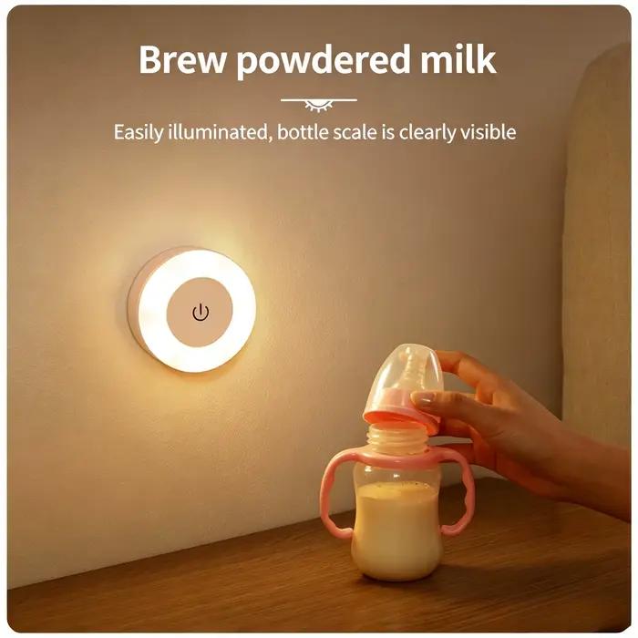 Lampe de chevet LED rechargeable à capteur tactile rond, veilleuse à intensité variable pour chambre à coucher, couloir, lampe d'allaitement pour bébé à économie d'énergie