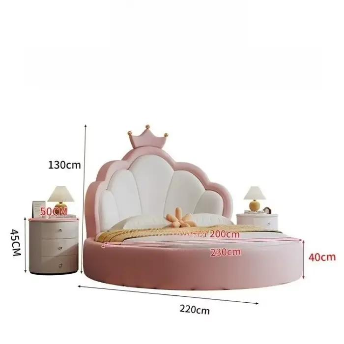 Lit double rond de luxe rose pour adultes