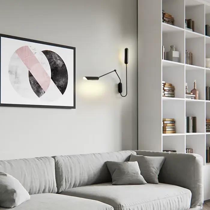 Industriel réglable avec interrupteur applique créative bras Long lecture chevet Vintage rétro Led E27 applique murale flexible noir