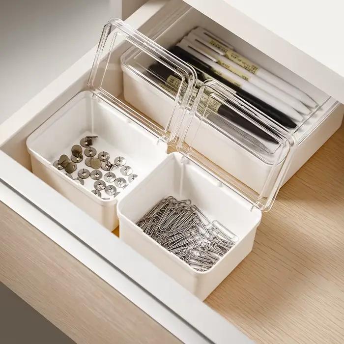 Boîte de rangement à couvercle Transparent à Double ouverture