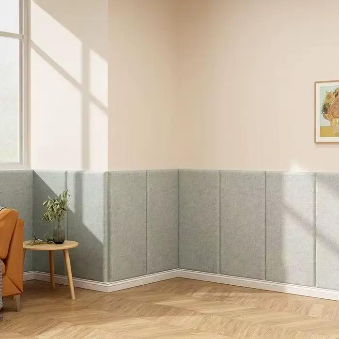 Panneaux muraux souples autocollants en lin pour tête de lit