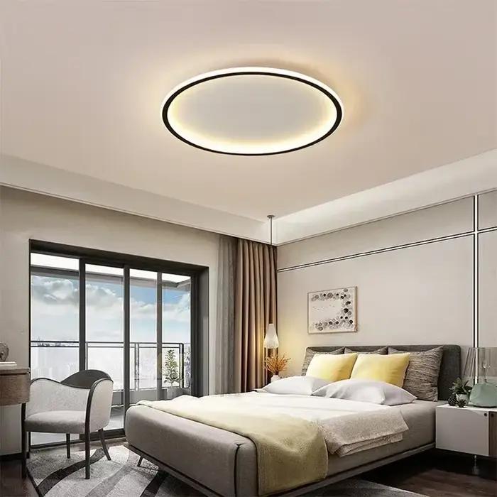 Plafonnier LED circulaire nordique pour chambre à coucher