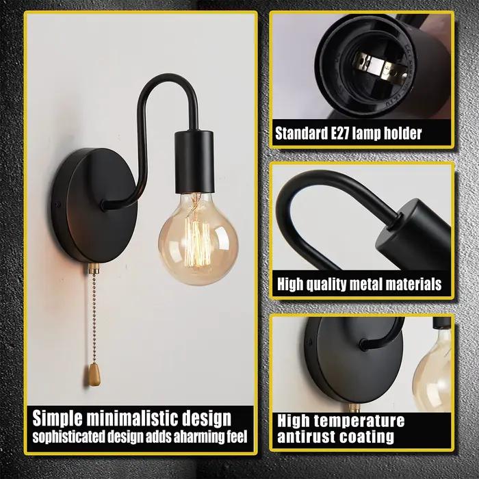 Applique industrielle nordique fer noir E27 éclairage intérieur chevet salle de bain chambre lampe