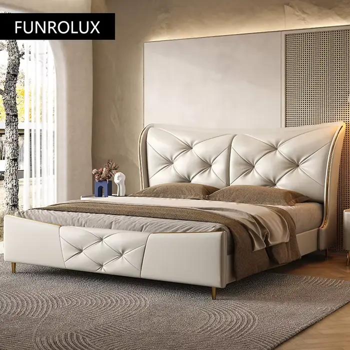 Lit en cuir de luxe léger 1.5 / 1 8 M lit Double chambre principale lit