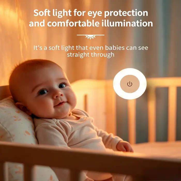 Lampe de chevet LED rechargeable à capteur tactile rond, veilleuse à intensité variable pour chambre à coucher, couloir, lampe d'allaitement pour bébé à économie d'énergie