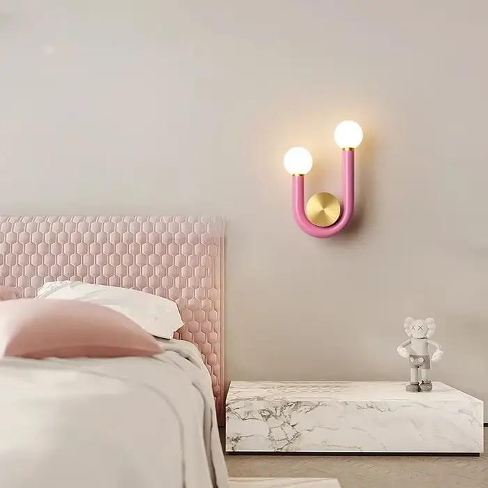 Applique Murale LED Moderne en Forme de U, Rouge, Bleu, Rose, Luminaire Décoratif d'Nik, Idéal pour une Chambre à Coucher, un Salon ou un Couloir