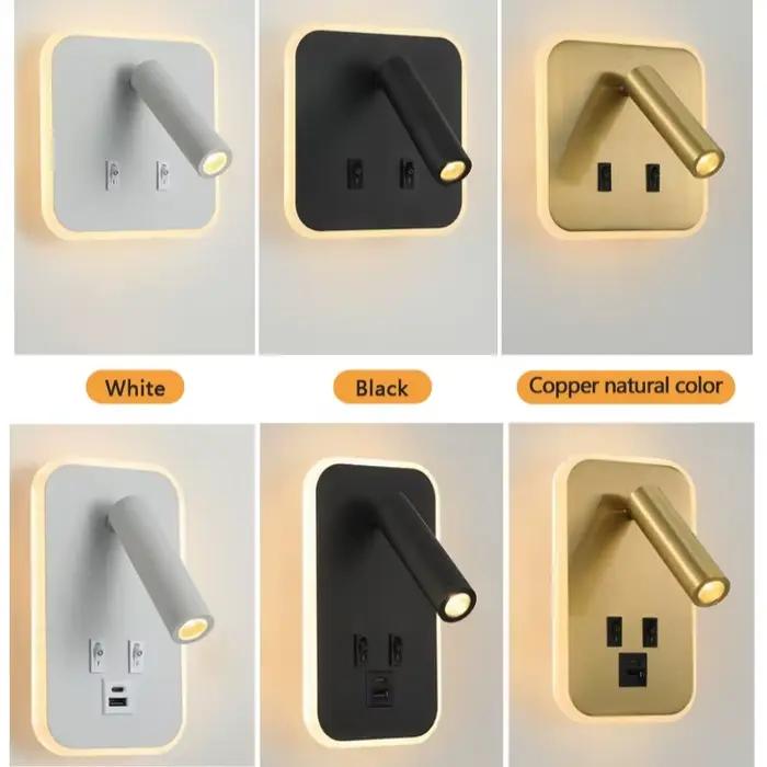 Lampe murale LED de chevet rotative avec interrupteur