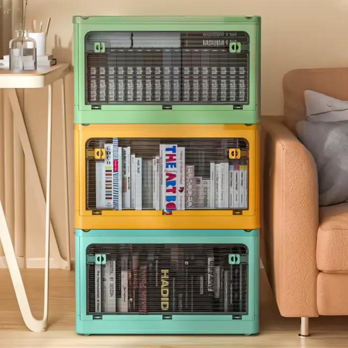 Boîte de rangement pliable avec roulettes