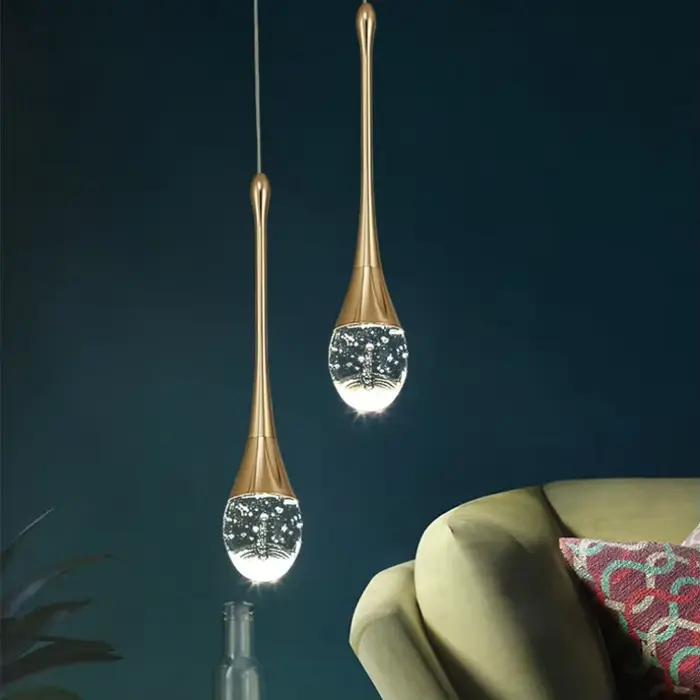 Lampes suspendues en cristal à bulles pour chambre à coucher, lampe de chevet d'hôtel, verre LED, lustres de plafond modernes, double
