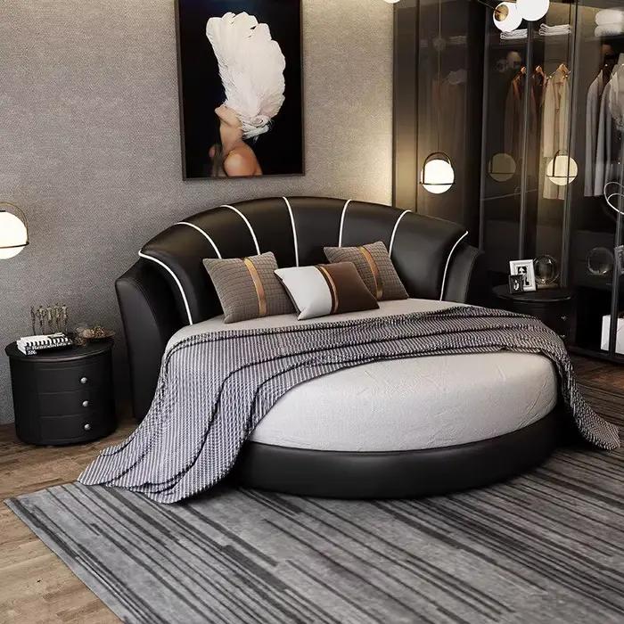 Lit Queen Minimaliste de Luxe avec Cadre et Rangement 200x200cm