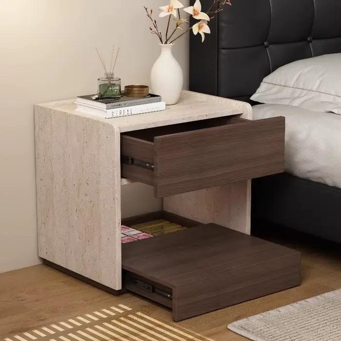 Table de Chevet Tendance Nordique Luxe Moderne Vintage avec Rangement et Présentoir Esthétique – Meuble de Chambre