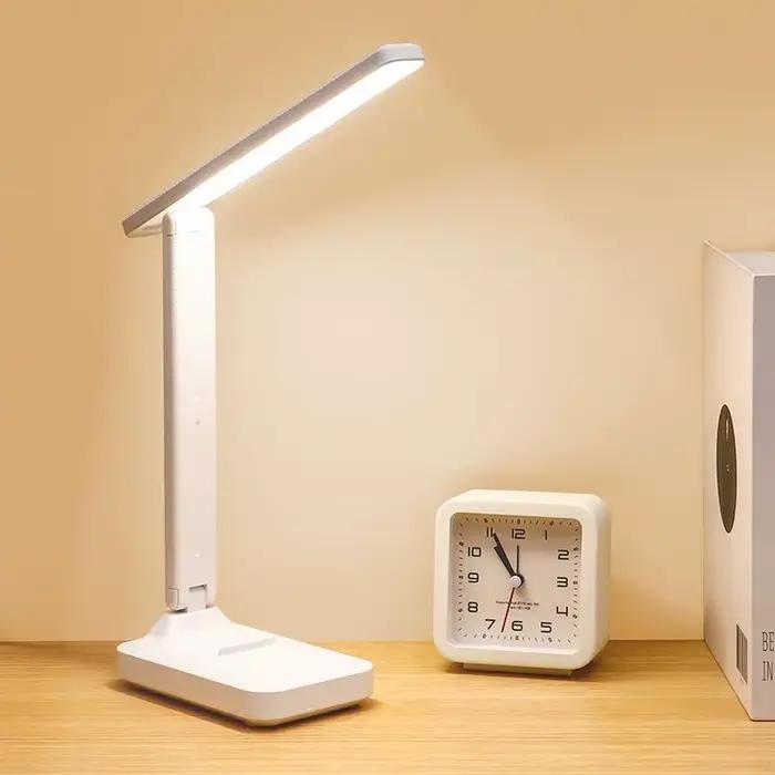 LED interrupteur tactile blanc pliant lampe de bureau chambre chevet étude lecture soins des yeux lampe de nuit USB Plug-in réglable blanc lampe de bureau