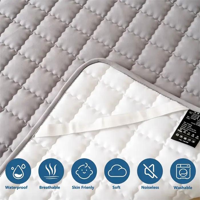Quilted Waterproof Mattress Protector Breathable Noiseless Tatami Style Anti-Slip