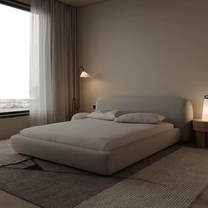 Crème Morden lit de luxe reine minimaliste multifonctionnel lit couchage français Letto matrimoniale Multifunzione meubles de maison