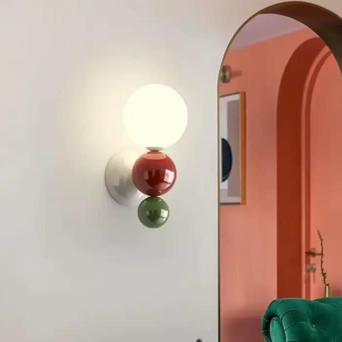 Chambre chevet mur LED lampe en forme de perle blanc couleur contrastée escalier couloir applique murale décoration