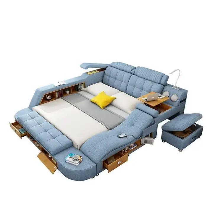 Têtes De lit françaises lits doubles salons modernes cadres De lit Queen Smart Camas De dortoir accessoires De meubles De chambre à coucher