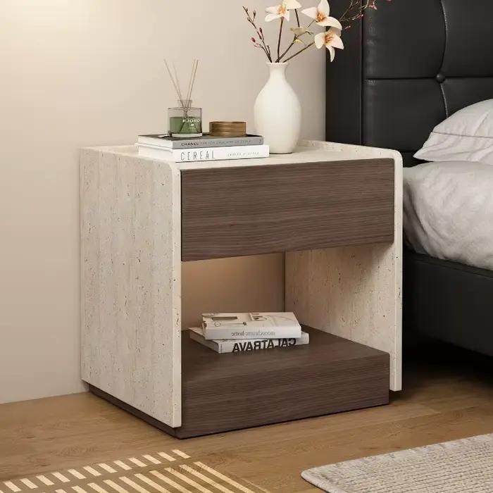 Table de Chevet Tendance Nordique Luxe Moderne Vintage avec Rangement et Présentoir Esthétique – Meuble de Chambre