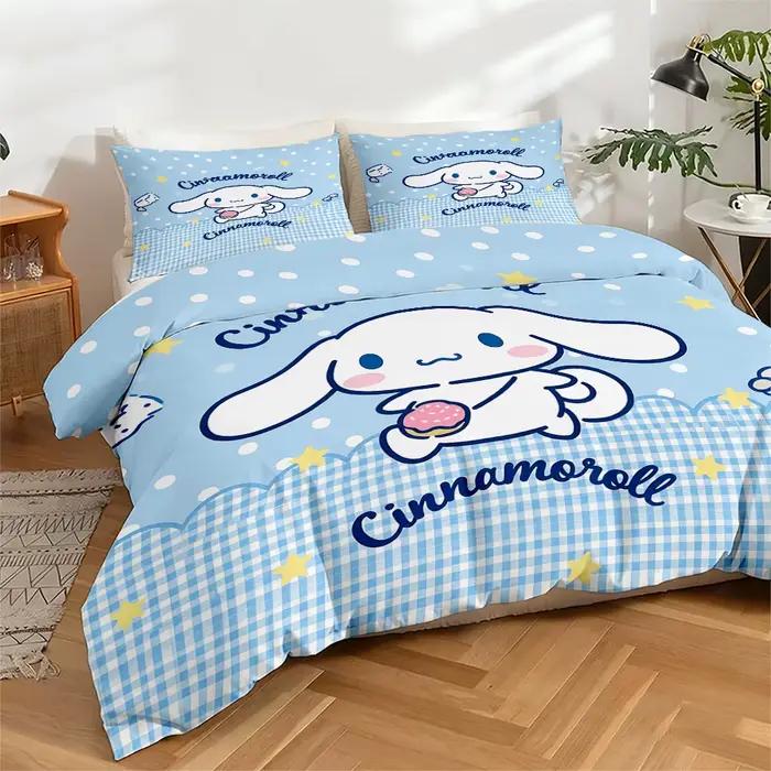 Ensemble de literie 3 pièces à impression numérique haute définition avec motif de dessin animé Cinnamoroll