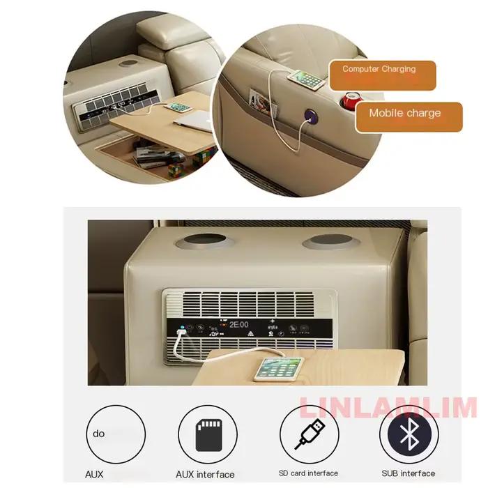 Lit intelligent Ultimate Tech en cuir véritable avec fauteuil de massage