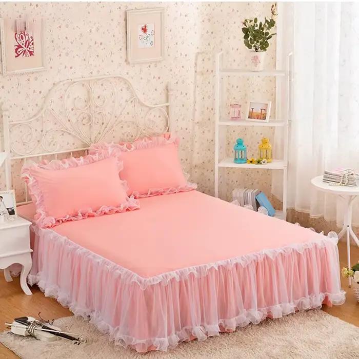 Jupe de lit en dentelle rose style princesse