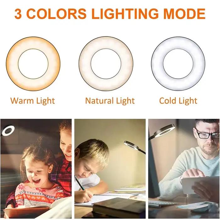 48 LED lampe de bureau Clip USB livre lumière chevet 360 ° Protection oculaire flexible col de cygne