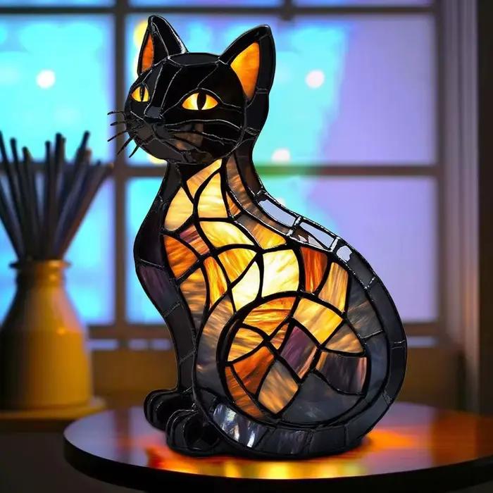 Lampe de chevet Led 3D en forme d'animal et de chat, ornement créatif en résine pour étagère, chambre à coucher, maison, lit, salon, appartement