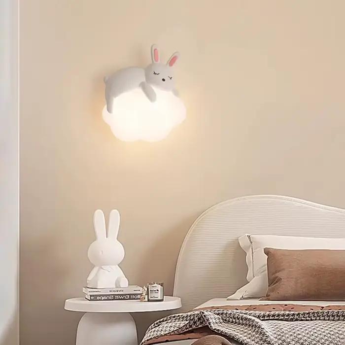 Mignon chambre d'enfants chevet applique ours lapin nuage lampe créative crème Style