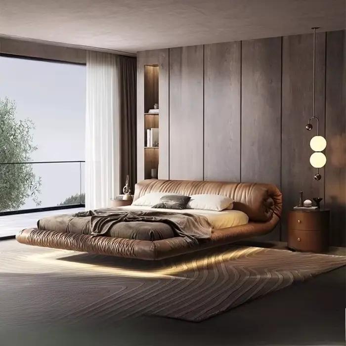Cadres de lit Suspension en cuir de luxe italien 180x200cm