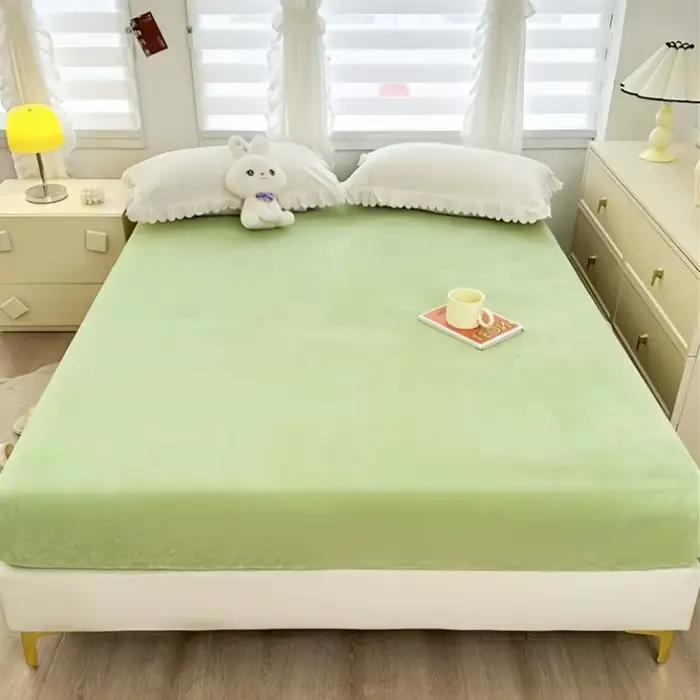 Drap de lit doux et chaud – Protecteur de matelas élastique à couverture complète pour l'hiver pour queen size
