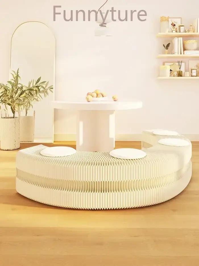 Tabouret de chevet pliable en papier multi-places rétractable - Meuble d'exposition créatif et tendance