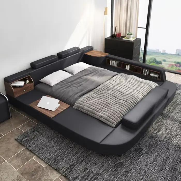 Table de chevet cadre lit nordique reine lecture moderne luxe roi lit espace de rangement Muebles Para El Hogar maison accessoires