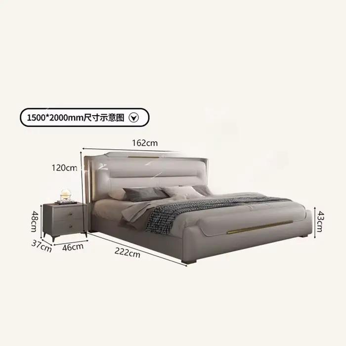 Chambre à coucher de luxe lit sommeil minimaliste européen tables de nuit tissus d'ameublement lits Queen Lounge Letto Matrimoniale meubles d'hôtel