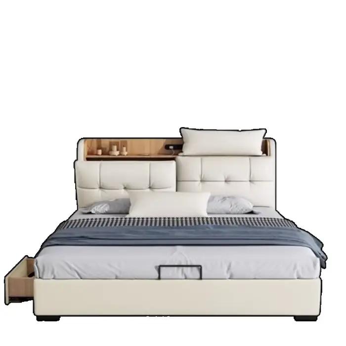 Cadres Queen lit tête de lit fantaisie blanc multifonctionnel lit Double moderne luxe Muebles Para dortoir maison accessoires